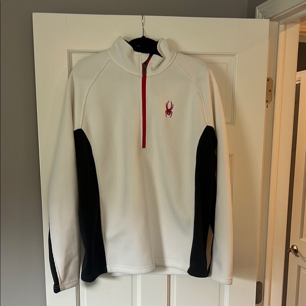 Spyder White and Black Zip Up Sweater Sporty Design